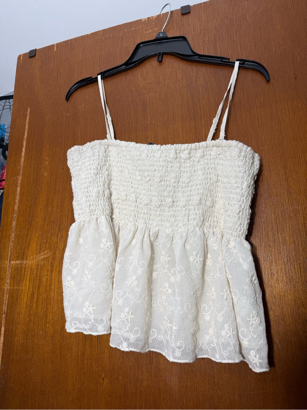 American Eagle Eyelet Smocked Babydoll Tube Top